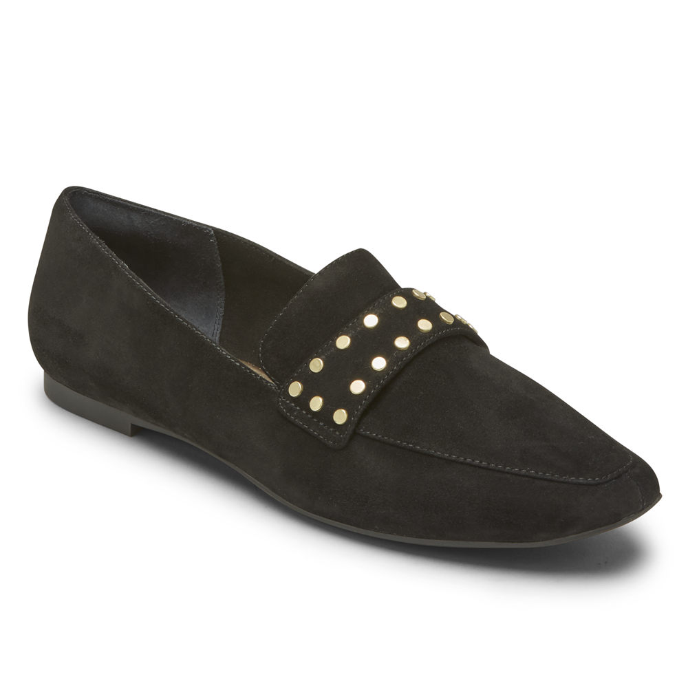 Mocassins Rockport Mulher Pretas - Total Motion Laylani Studded - 12045BYKJ